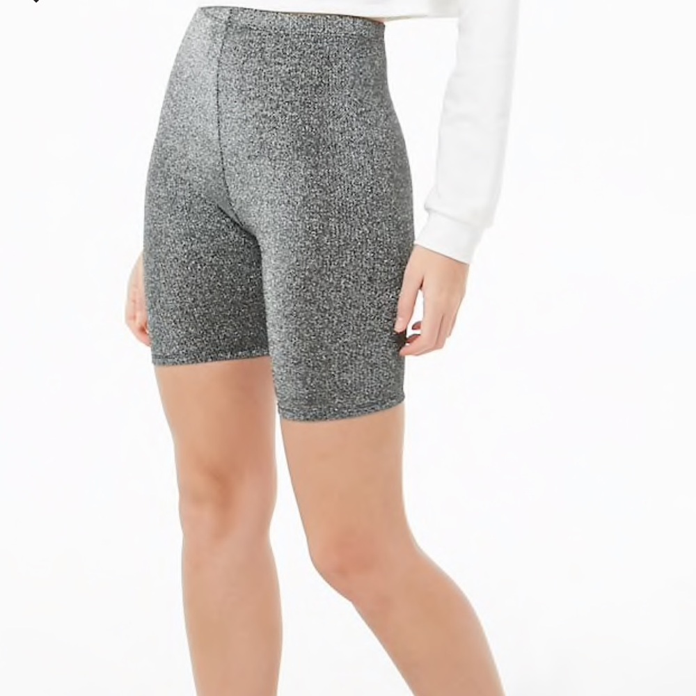 Metallic knit biker shorts